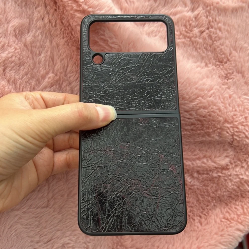 For Samsung galaxy z flip 4, z flip4 5G phone case leather dark burgundy